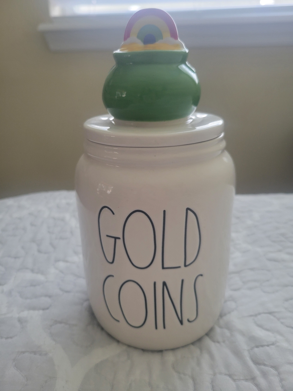 Rae Dunn Ceramic Gold Coins Canister